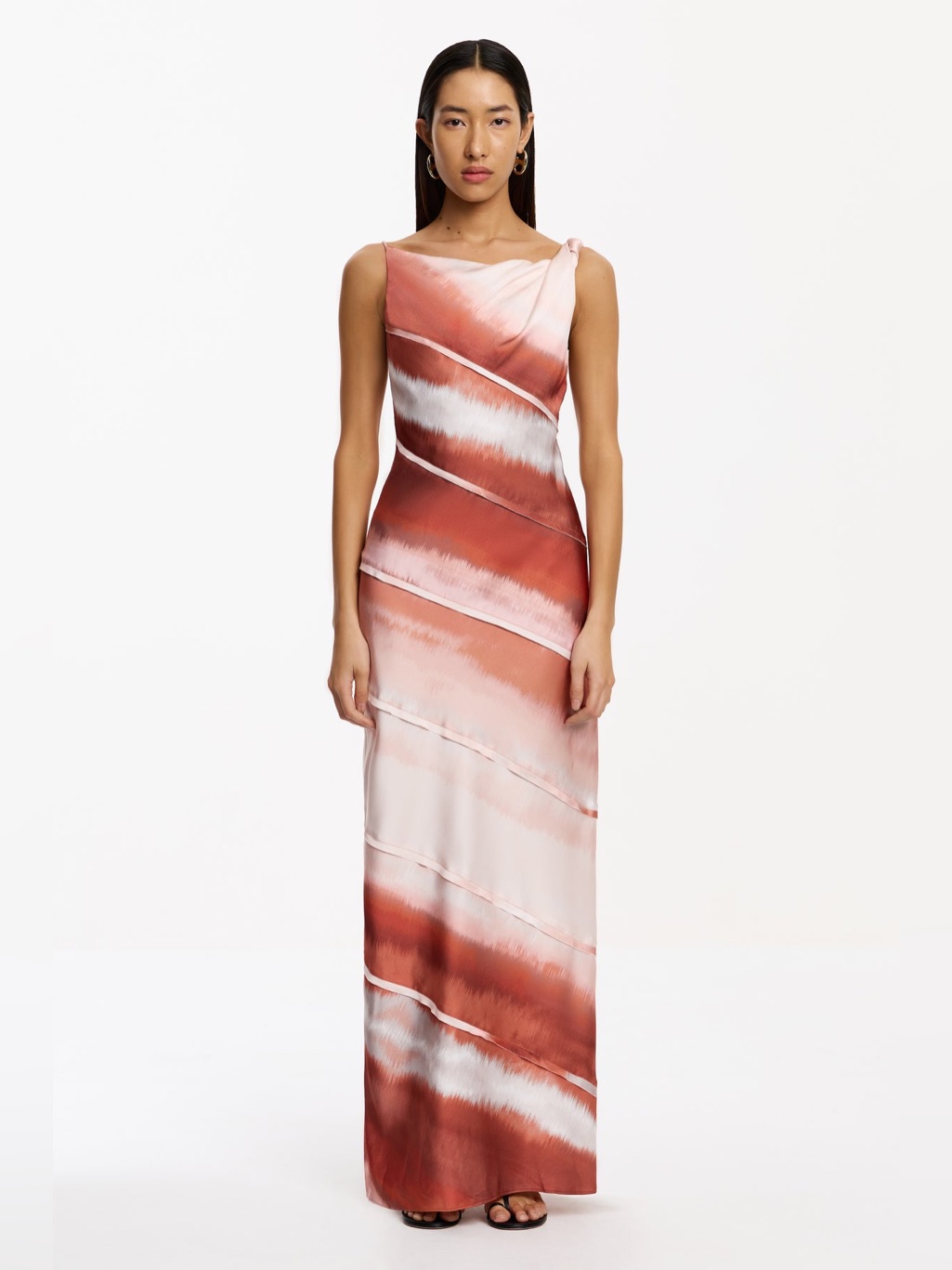New Significant Other Kahlo Stripe Satin Gown Amber Wedding - Size Us 12